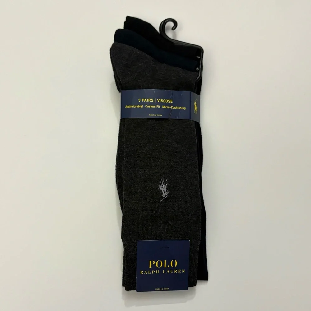 Polo Ralph Lauren Viscose Cushioned Crew Socks 3 pack